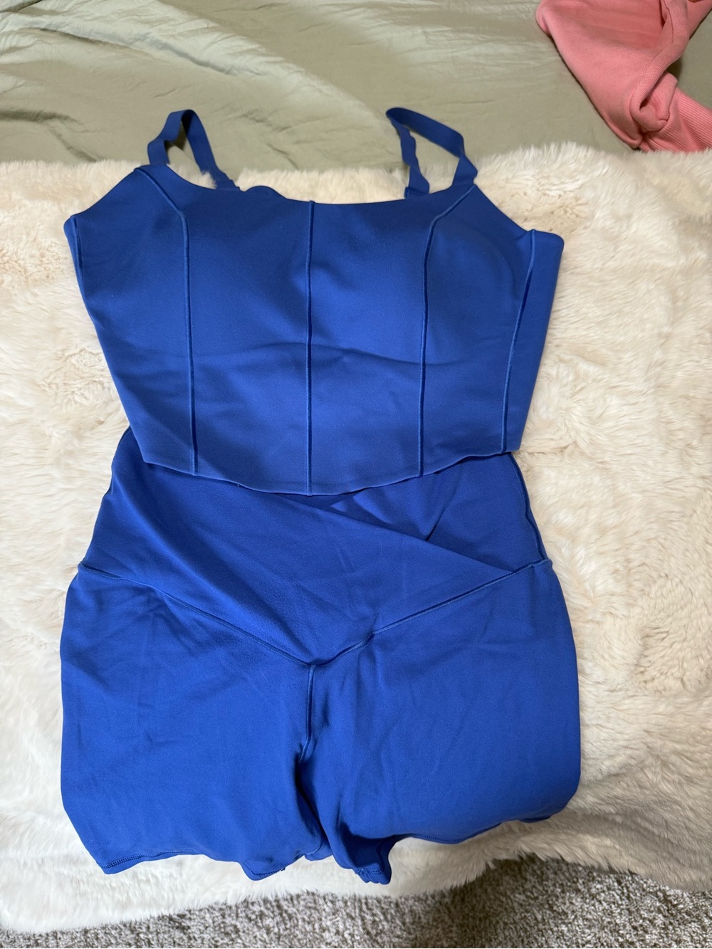 Offline High-Waist V-Waist Bike Shorts and Top in Cobalt Blue